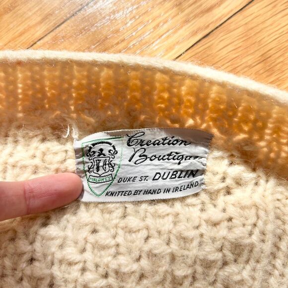 Vintage Irish Hand Knit Wool Fisherman Cardigan Sweater Small Medium Womens - Picture 4 of 4